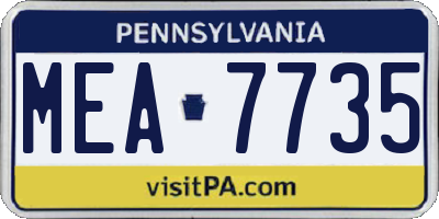 PA license plate MEA7735