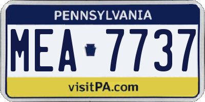 PA license plate MEA7737