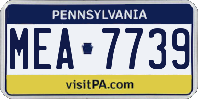 PA license plate MEA7739