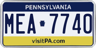 PA license plate MEA7740
