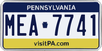 PA license plate MEA7741
