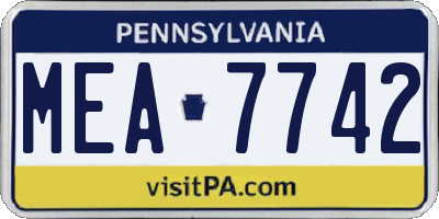 PA license plate MEA7742