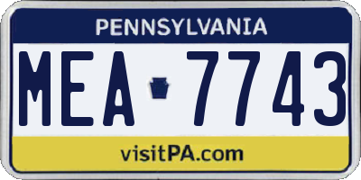 PA license plate MEA7743