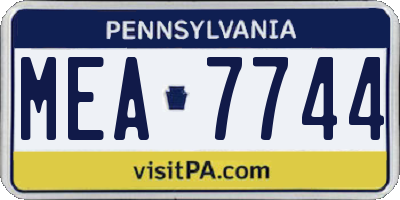 PA license plate MEA7744
