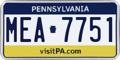 PA license plate MEA7751