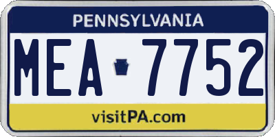 PA license plate MEA7752