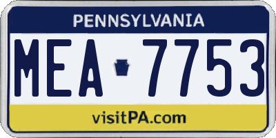 PA license plate MEA7753