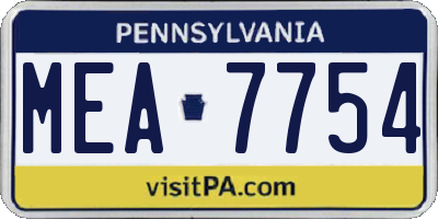 PA license plate MEA7754