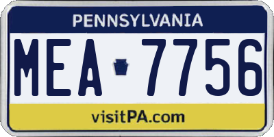PA license plate MEA7756