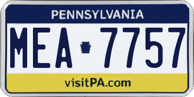 PA license plate MEA7757