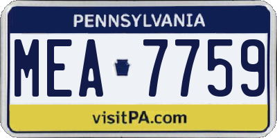 PA license plate MEA7759