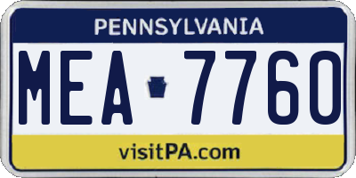 PA license plate MEA7760