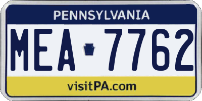 PA license plate MEA7762