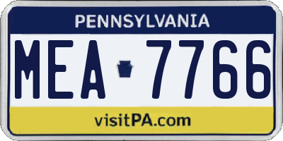 PA license plate MEA7766