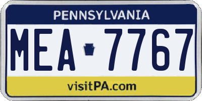 PA license plate MEA7767