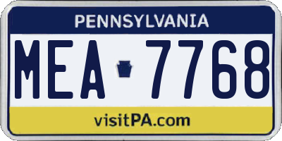 PA license plate MEA7768