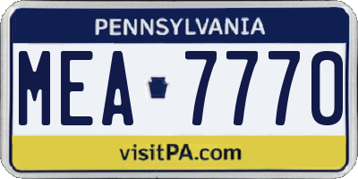 PA license plate MEA7770