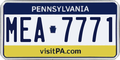 PA license plate MEA7771