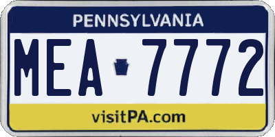 PA license plate MEA7772