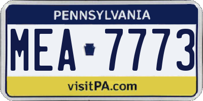PA license plate MEA7773