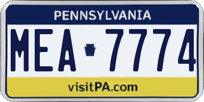 PA license plate MEA7774