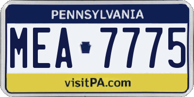 PA license plate MEA7775