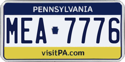 PA license plate MEA7776