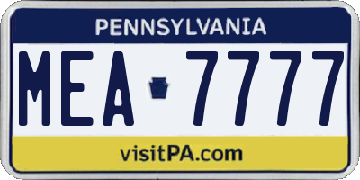 PA license plate MEA7777