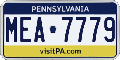 PA license plate MEA7779