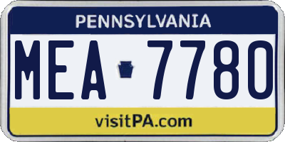 PA license plate MEA7780
