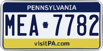 PA license plate MEA7782