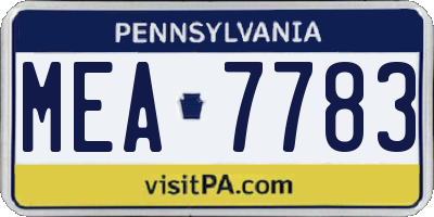 PA license plate MEA7783