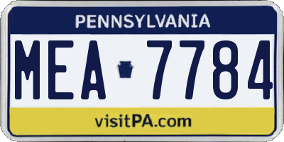 PA license plate MEA7784