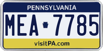 PA license plate MEA7785