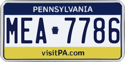 PA license plate MEA7786