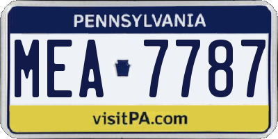 PA license plate MEA7787