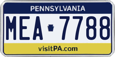 PA license plate MEA7788