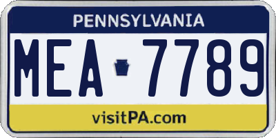 PA license plate MEA7789