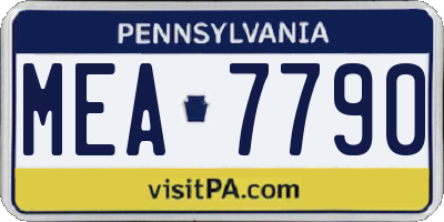PA license plate MEA7790