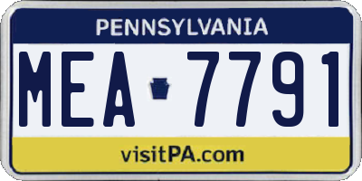 PA license plate MEA7791