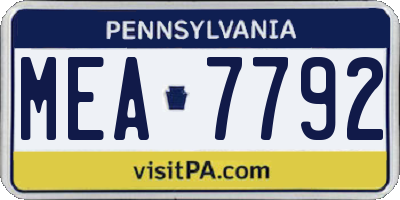 PA license plate MEA7792