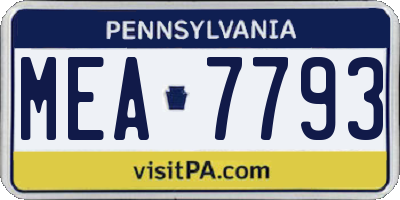 PA license plate MEA7793