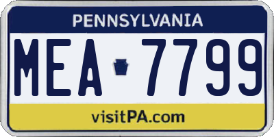 PA license plate MEA7799