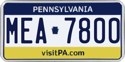 PA license plate MEA7800