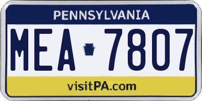 PA license plate MEA7807