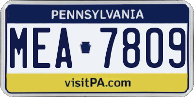 PA license plate MEA7809