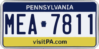 PA license plate MEA7811