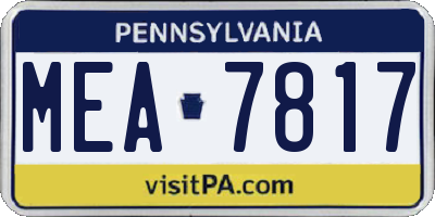 PA license plate MEA7817