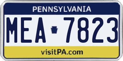 PA license plate MEA7823