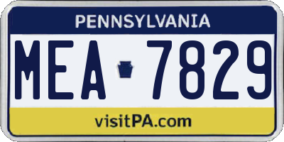 PA license plate MEA7829
